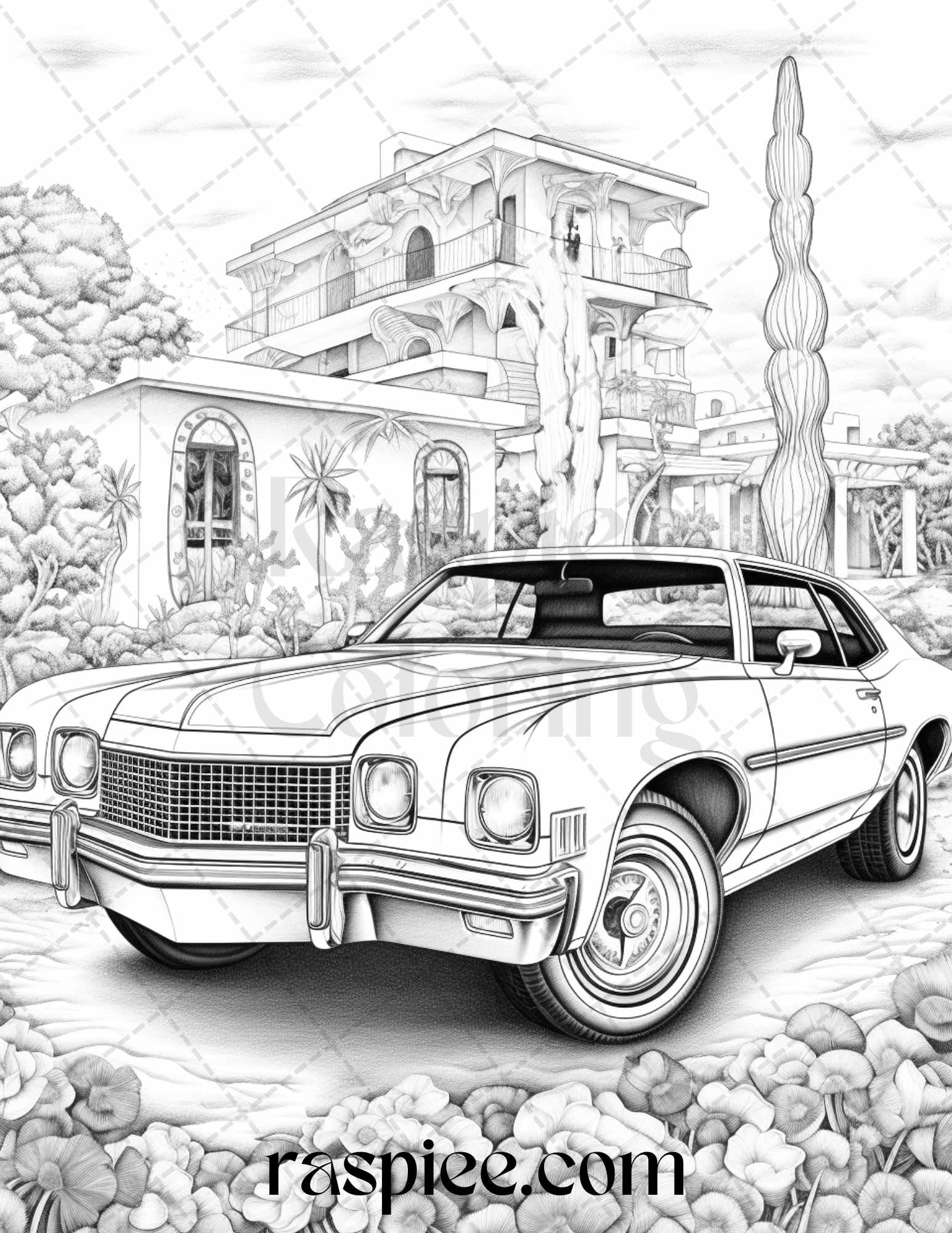 Vintage cars grayscale coloring pages printable for adults pdf fil â coloring