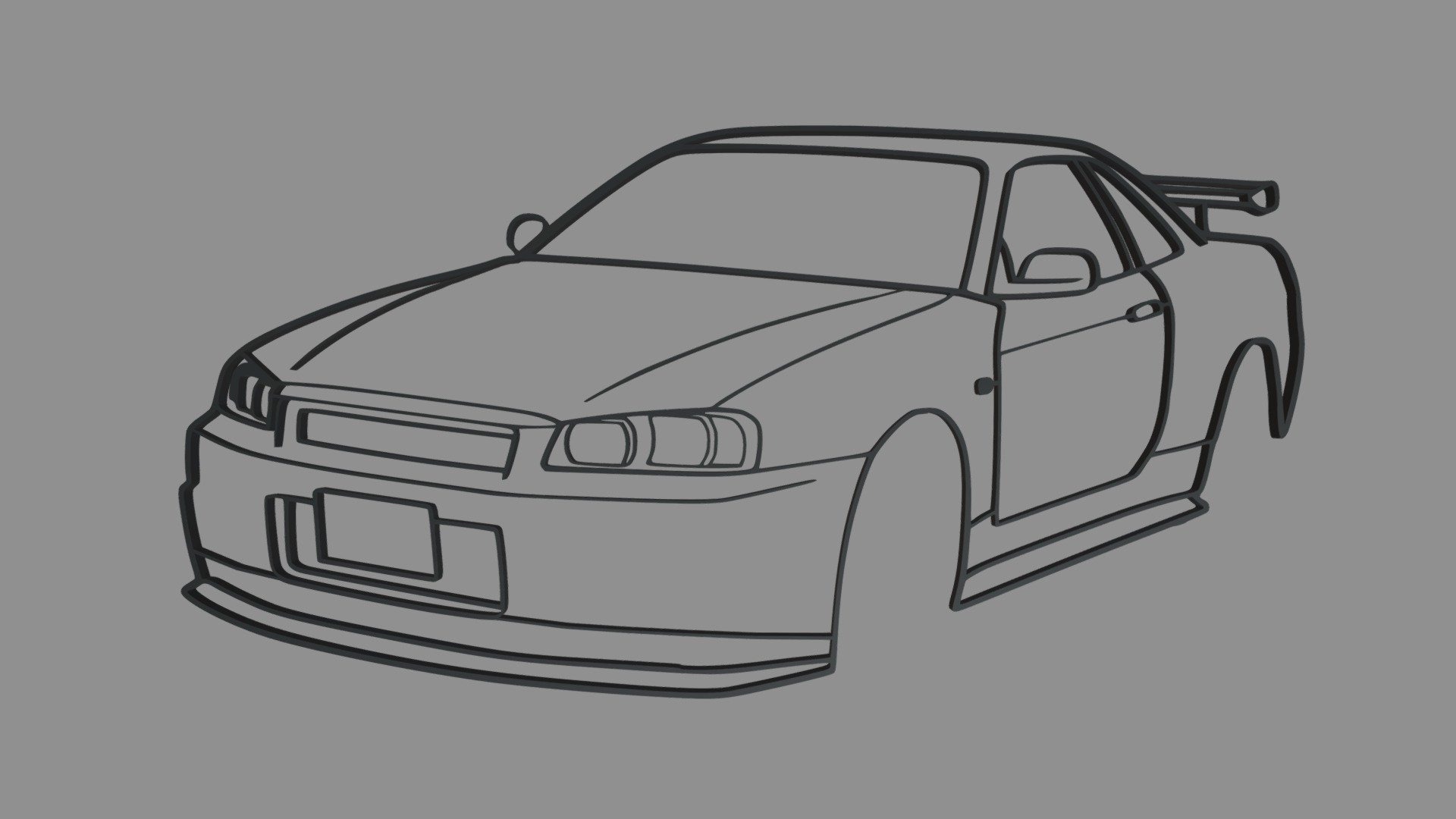 Nissan skyline gtr r wall silhouette
