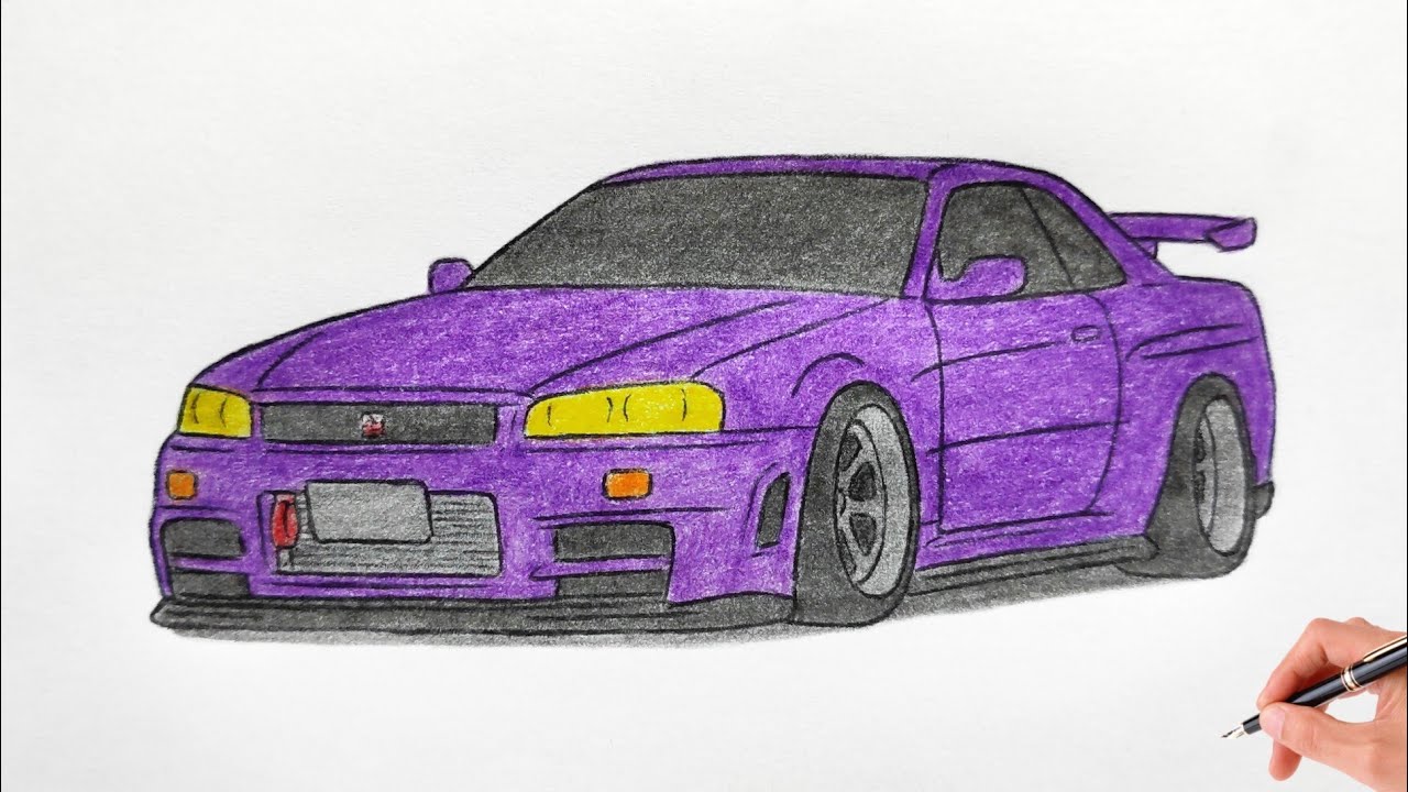 How to draw a nissan skyline gtr r drawing d car coloring nissan gt