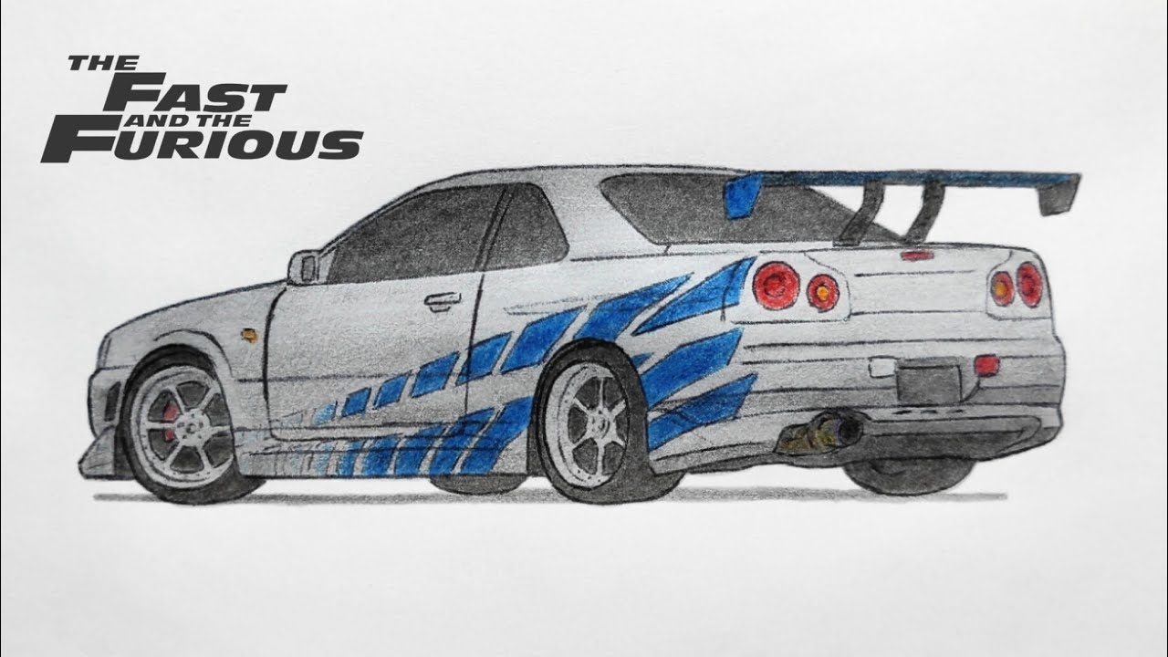 How to draw a nissan skyline gt