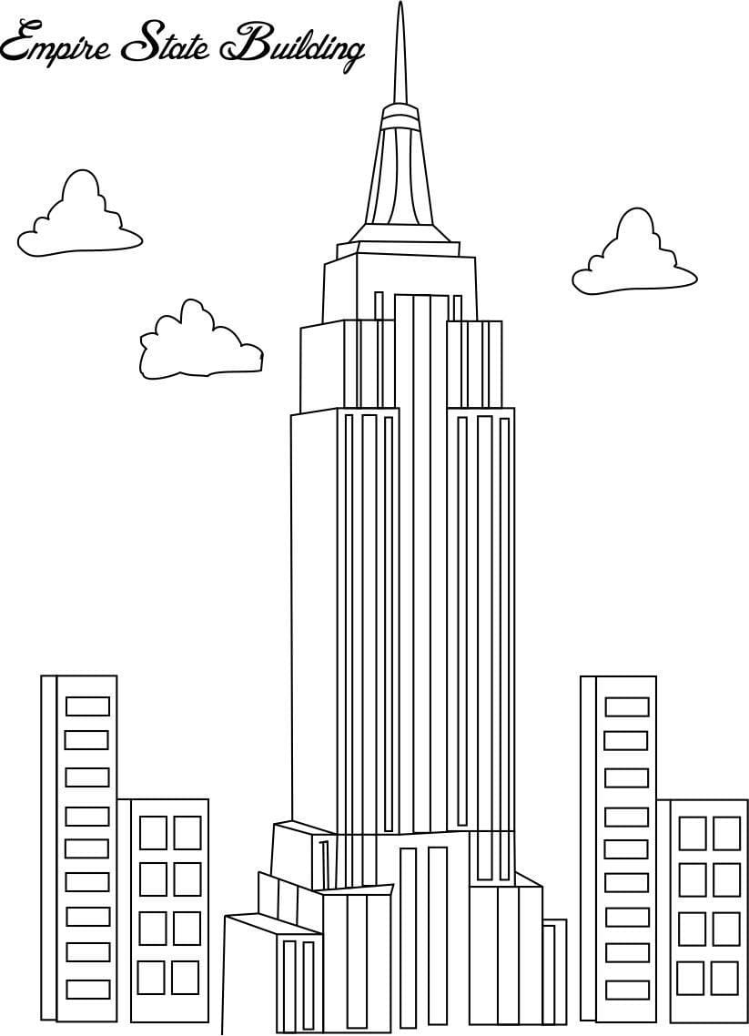Empire state building in new york coloring page