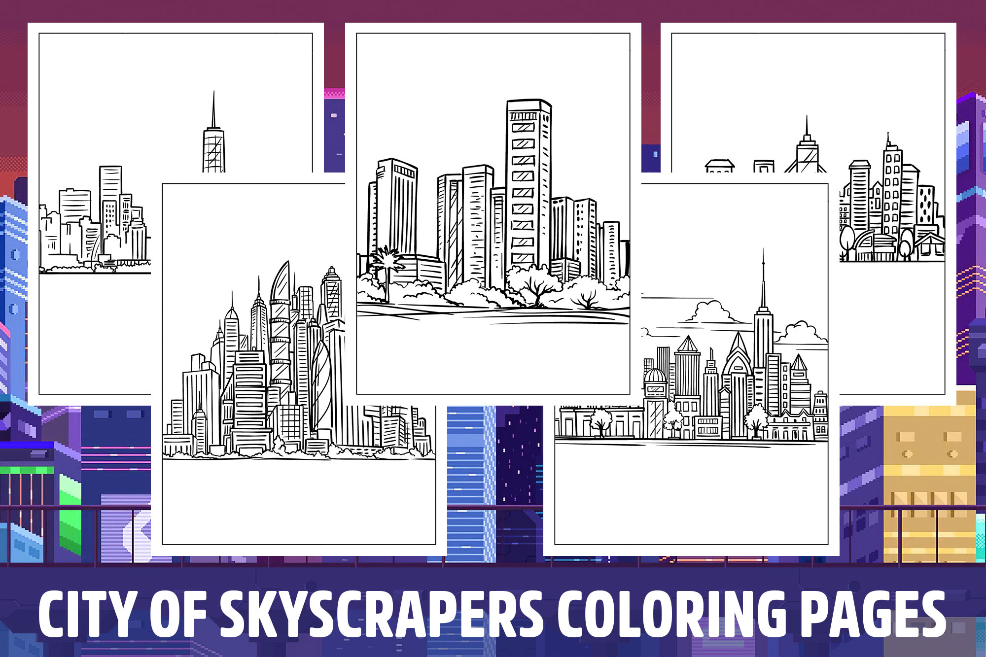 City of skyscrapers coloring pages for kids girls boys teens birthday school activity made by teachers