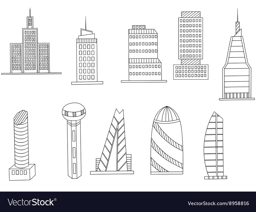 Tall buildings coloring book royalty free vector image