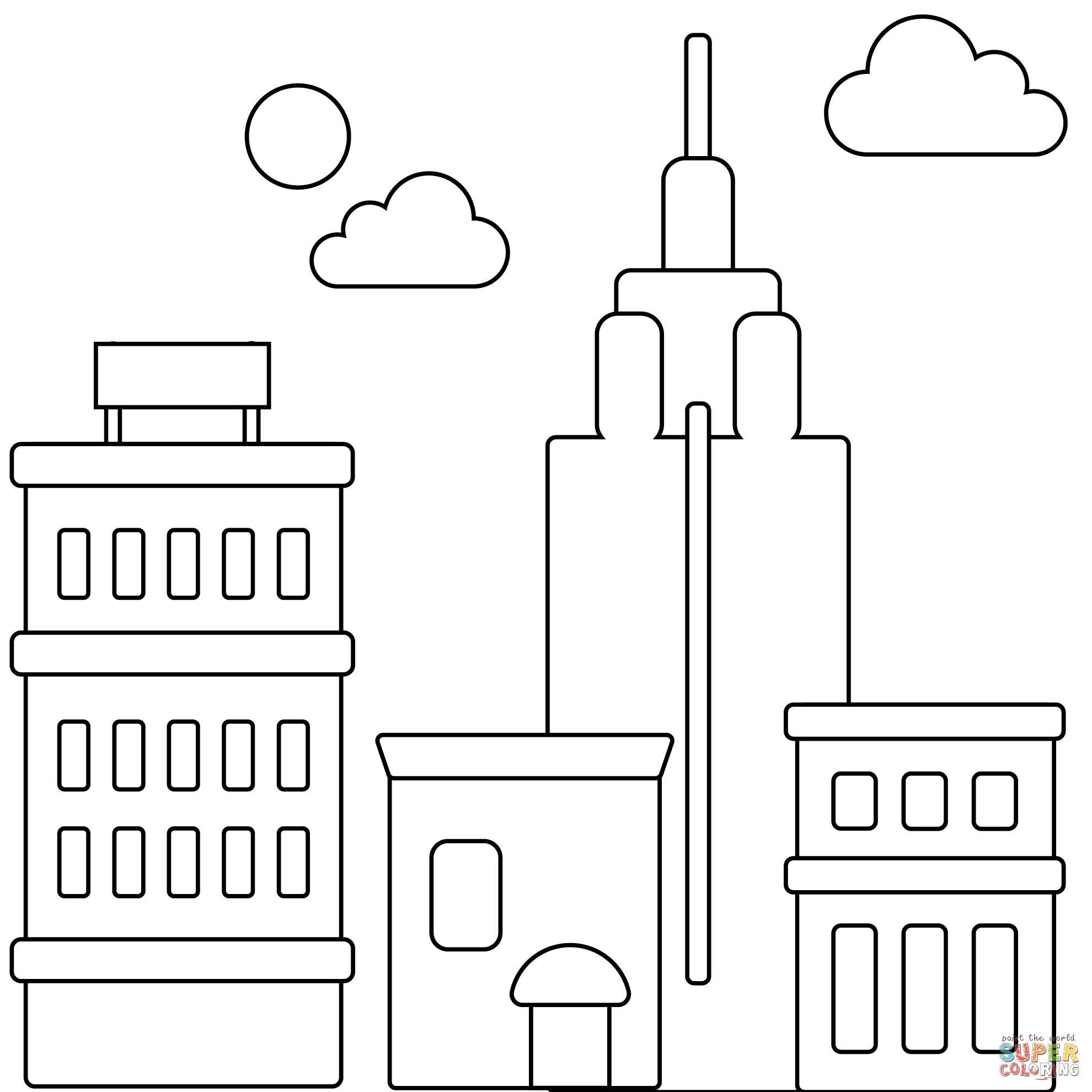 Cityscape emoji coloring page free printable coloring pages