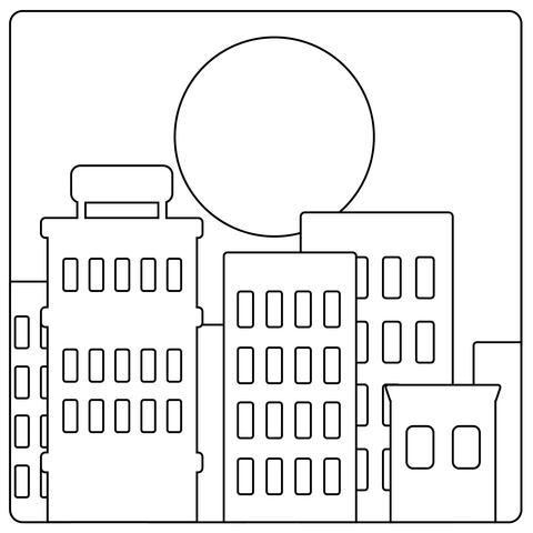 Sunset over buildings emoji coloring page free printable coloring pages