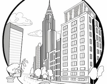 Printable coloring pages of city buildings and skyscrapers perfect for architecture lovers