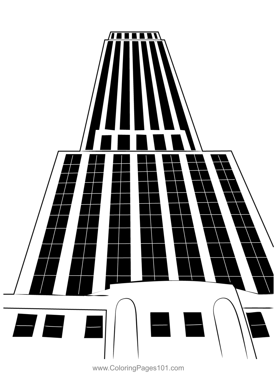Empire state building coloring page for kids