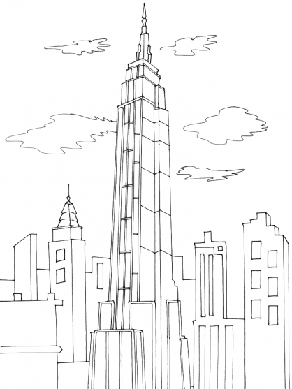 Skyscraper buildings and architecture â free printable coloring pages