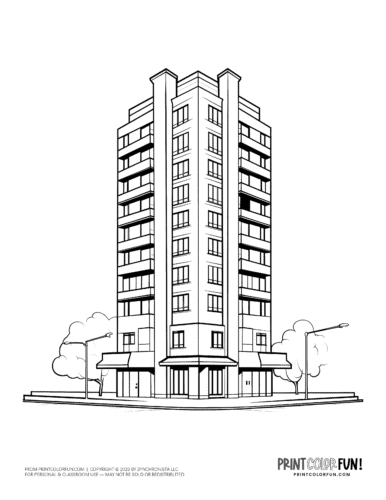 Apartment building coloring pages clipart at