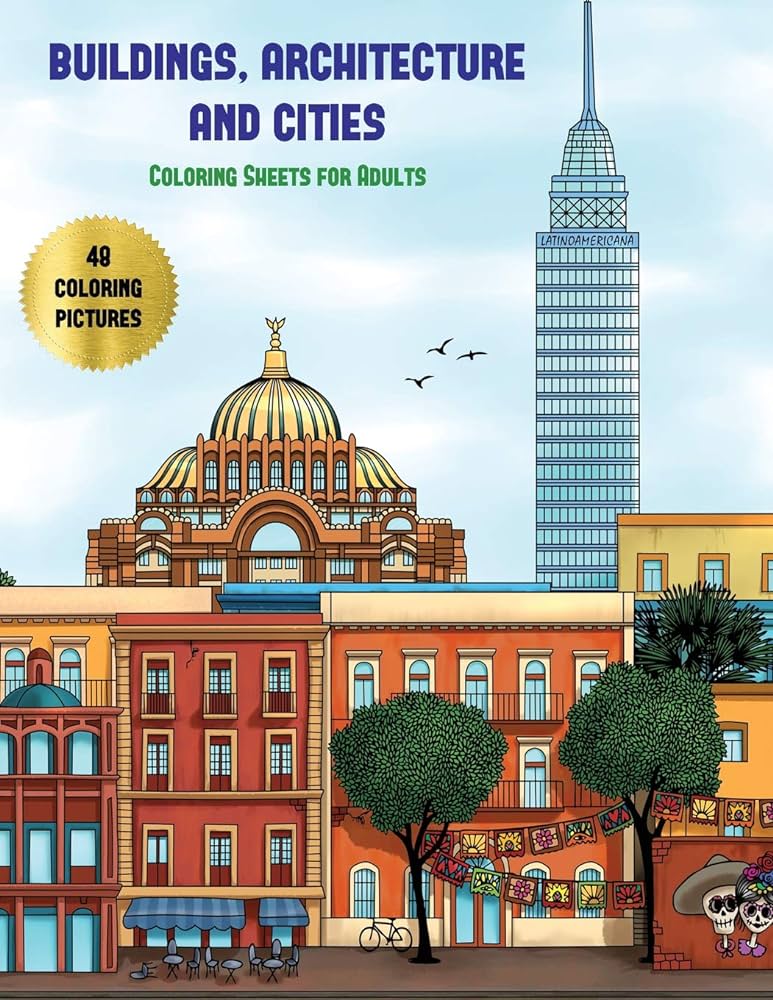 Coloring sheets for adults buildings architecture and cities advanced coloring colouring books for adults with coloring pages buildings cities adult colouring coloring books books