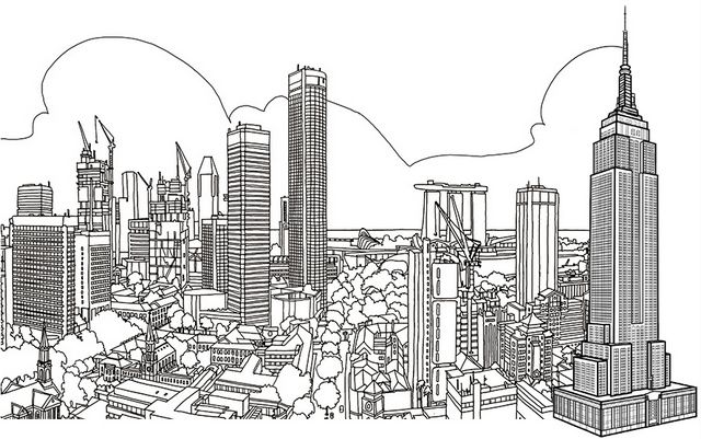 Explore the world with these stunning skyscraper coloring pages for kids