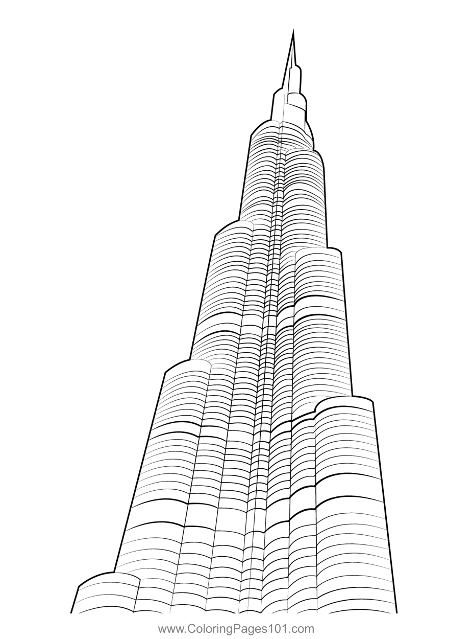 Burj khalifa coloring page for kids