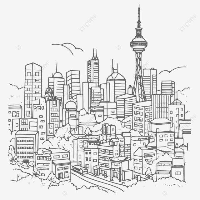 City skyline coloring pages black and white drawing outline sketch vector city drawing wing drawing sky drawing png and vector with transparent background for free download