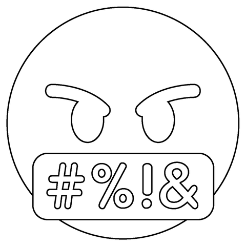 Face with symbols on mouth emoji coloring page free printable coloring pages