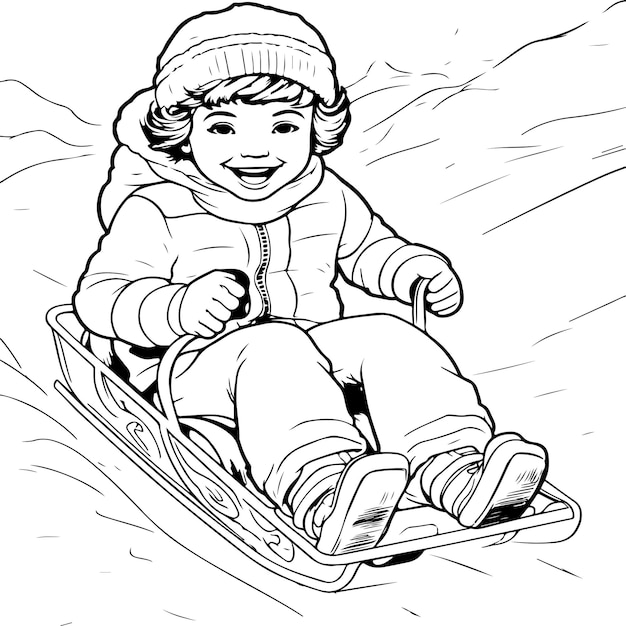 Premium vector sledding coloring page