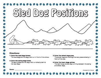 Sled dog coloring page by room tpt