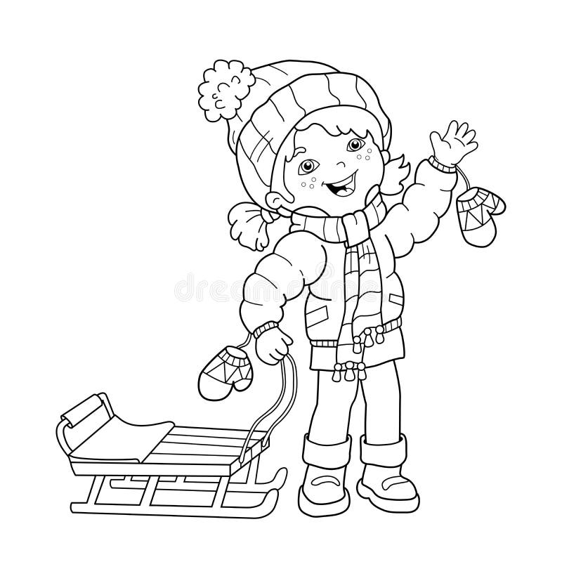 Winter sledding coloring stock illustrations â winter sledding coloring stock illustrations vectors clipart