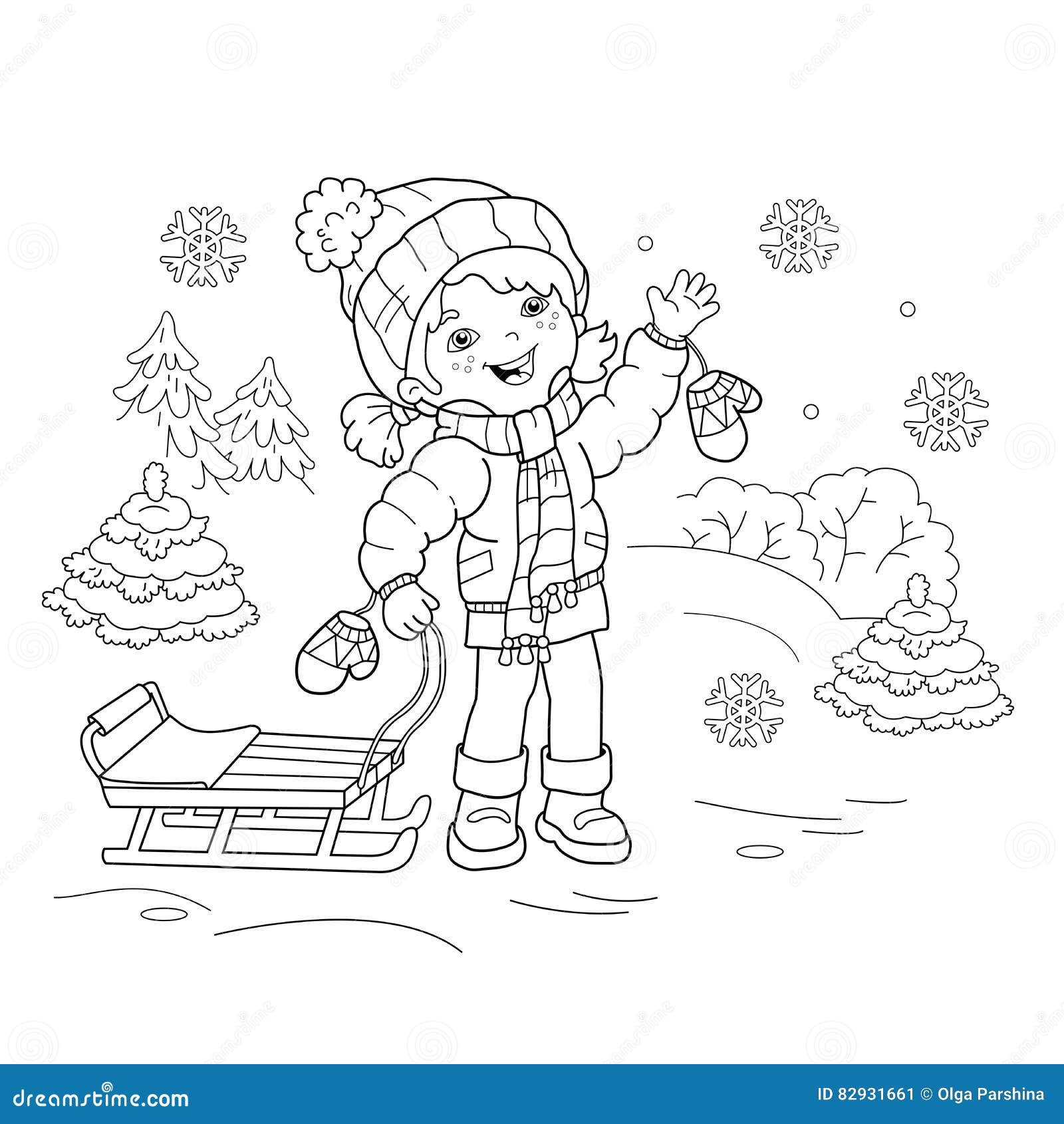 Winter sledding coloring stock illustrations â winter sledding coloring stock illustrations vectors clipart