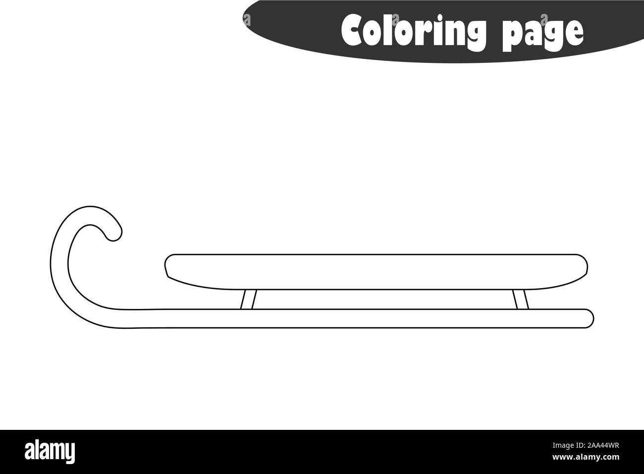 Sled in cartoon style coloring page christmas education paper game for the development of children kids preschool activity printable worksheet stock vector image art
