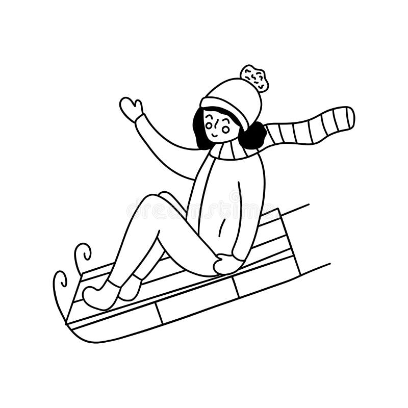 Winter sledding coloring stock illustrations â winter sledding coloring stock illustrations vectors clipart
