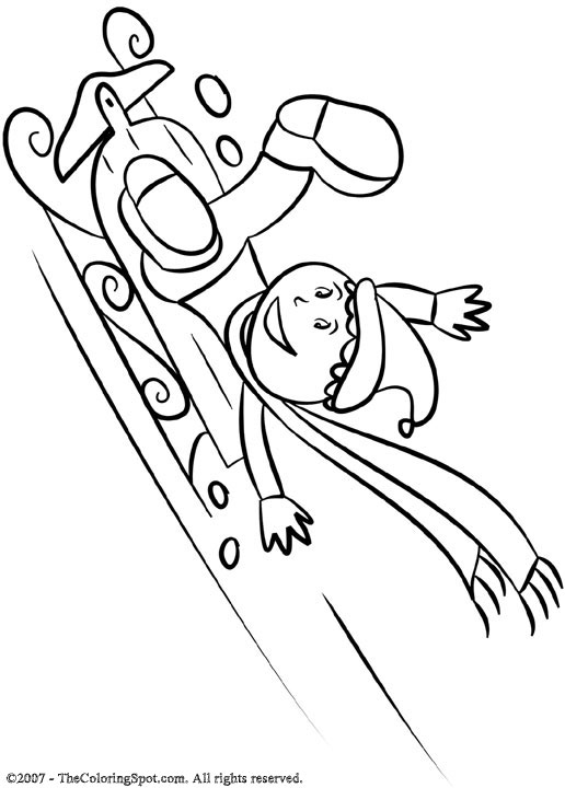 Snow sledding coloring page audio stories for kids free coloring pages colouring printables