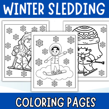 Winter sledding coloring page