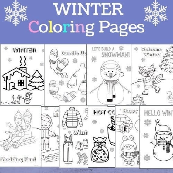 Winter coloring pages for kids winter coloring sheets winter coloring for kids printable for kids kids coloring pages instant download download now