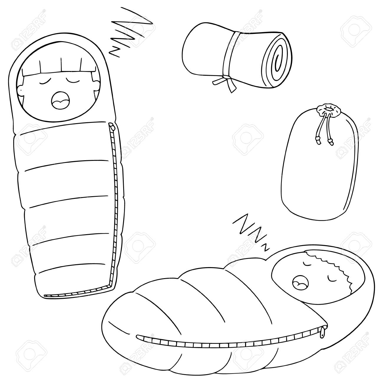Vector set of sleeping bag royalty free svg cliparts vectors and stock illustration image