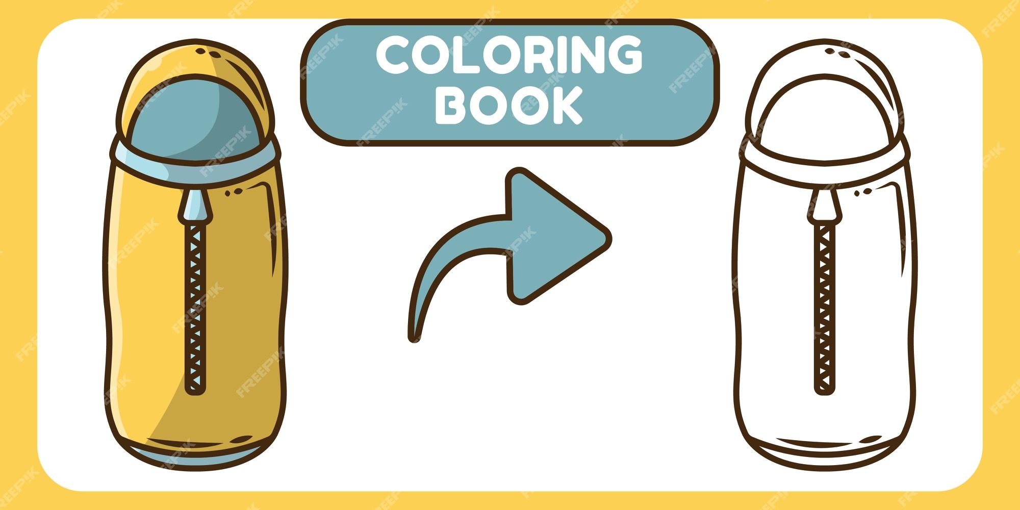 Premium vector cute sleeping bag hand drawn cartoon doodle coloring book for kids