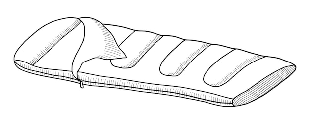 Premium vector vector sleeping bag isolated on a white background doodle drawing by hand