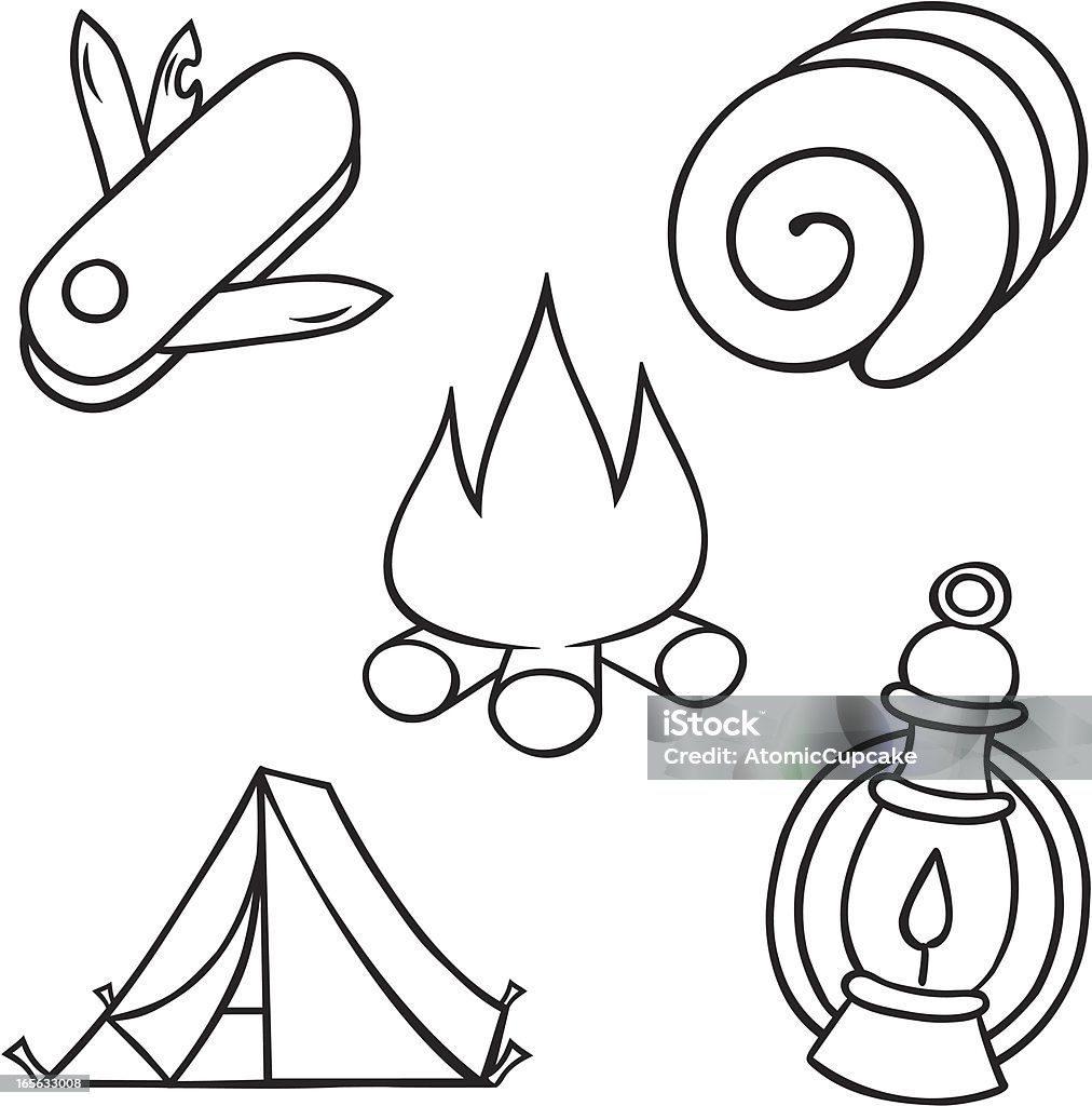 Bw camping items stock illustration