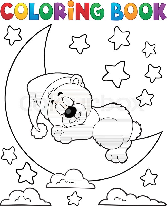 Coloring book sleeping bear theme stock vector
