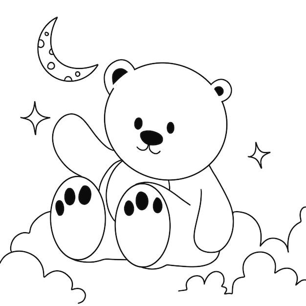 Premium vector coloring page bear