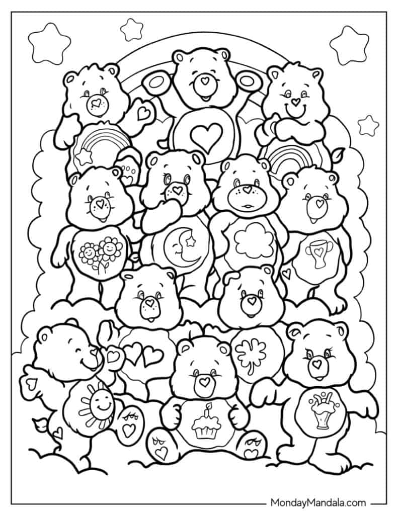Care bears coloring pages free pdf printables