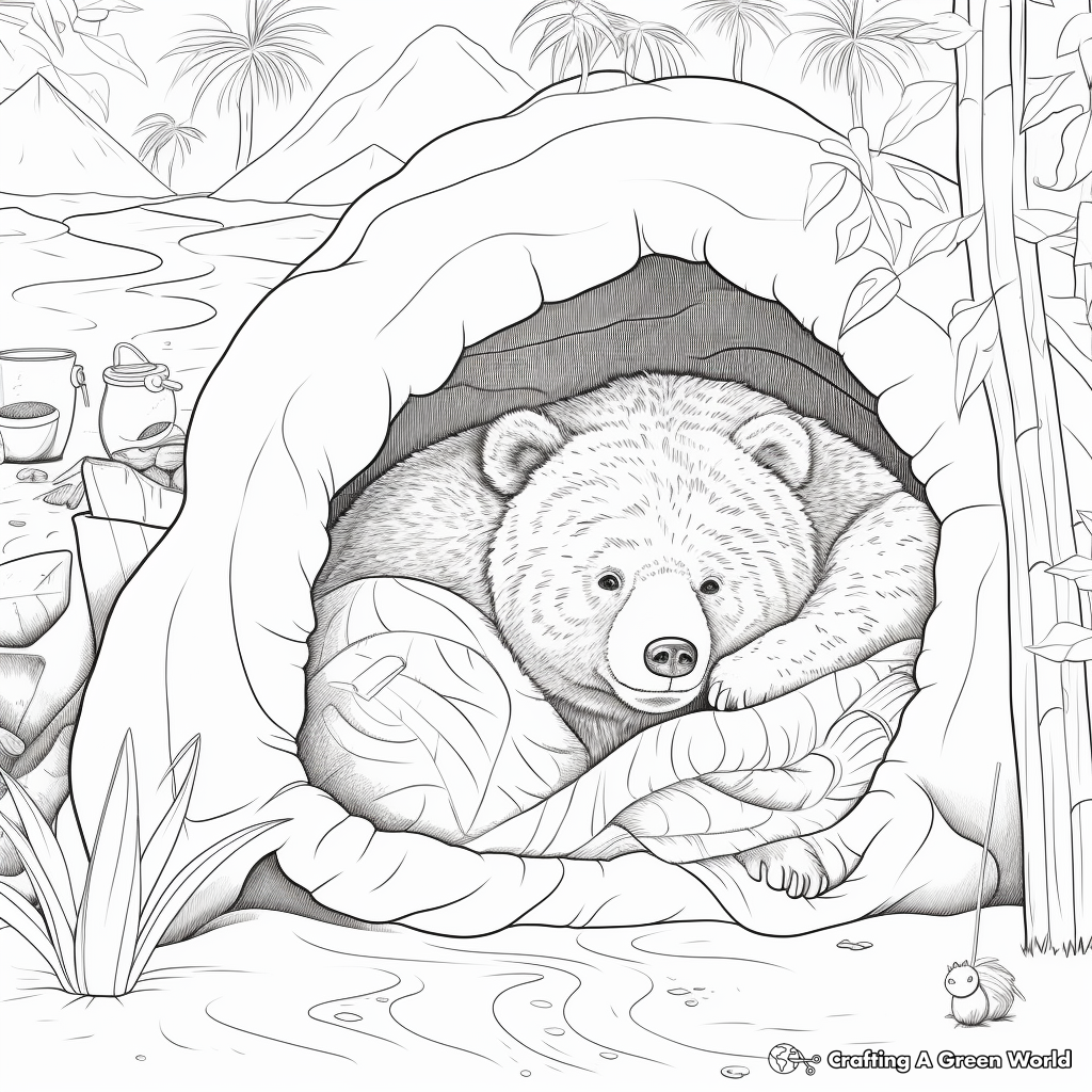 Hibernating bear coloring pages