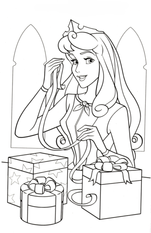Princess aurora loves christmas coloring page free printable coloring pages