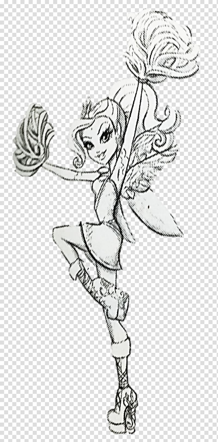 Free ever after high rapunzel cheshire cat fairy godmother sketch sleeping beauty transparent background png clipart