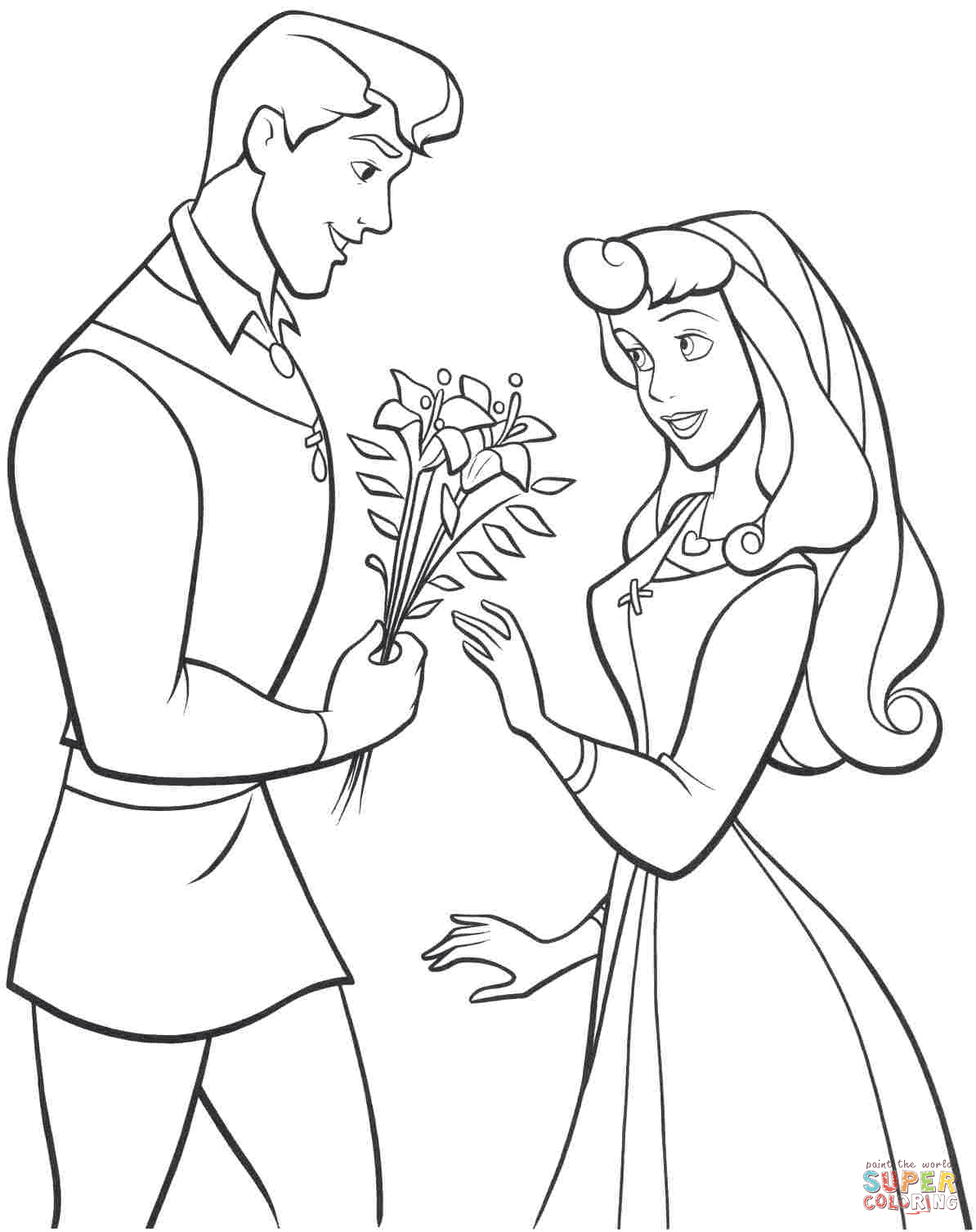 Phillip and aurora coloring page free printable coloring pages
