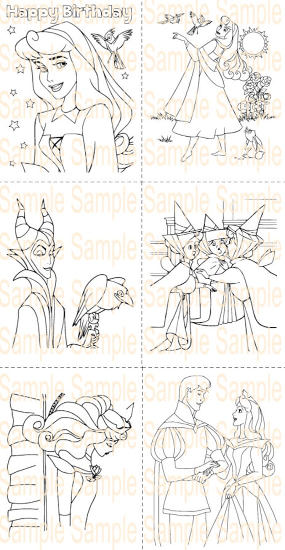 Sleeping beauty party favor printable sleeping beauty coloring book sheet pages aurora maleficent sleeping beauty birthday party digital pdf