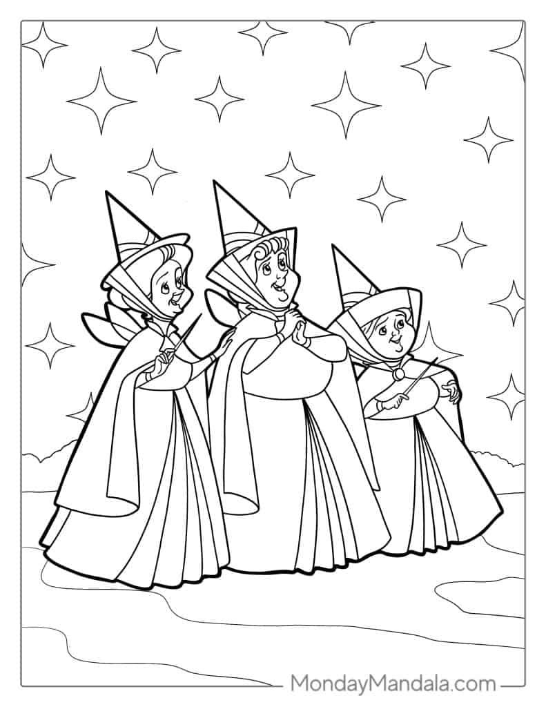 Sleeping beauty coloring pages free pdf printables