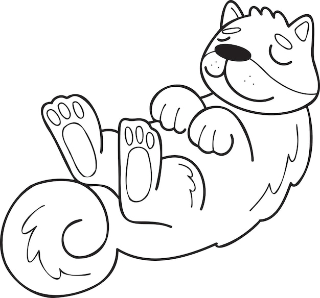 Premium vector hand drawn sleeping shiba inu dog illustration in doodle style