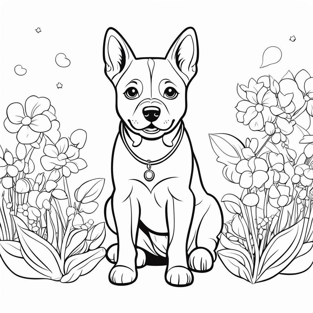 Kawaii style coloring page of a cute adorable shiba inu dog sat