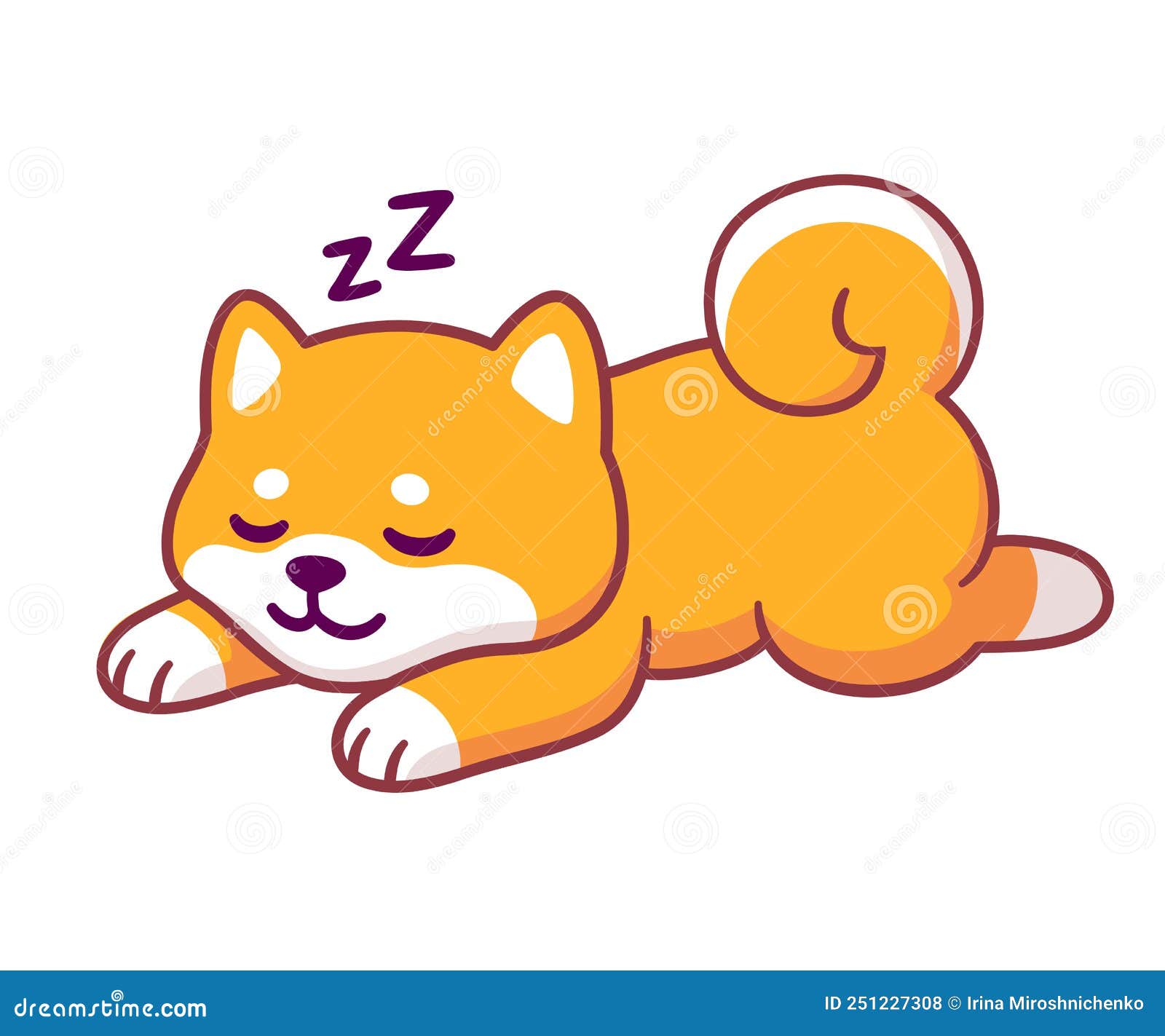 Cute cartoon sleeping shiba inu stock vector
