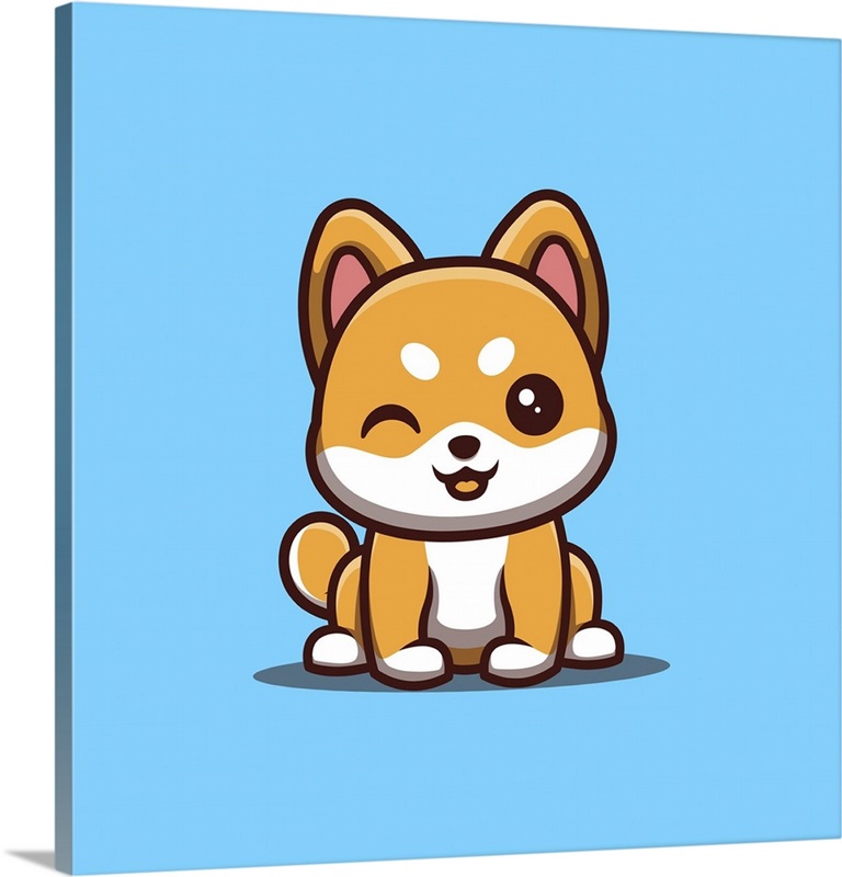 Kawaii shiba inu sitting winking wall art canvas prints framed prints wall peels great big canvas