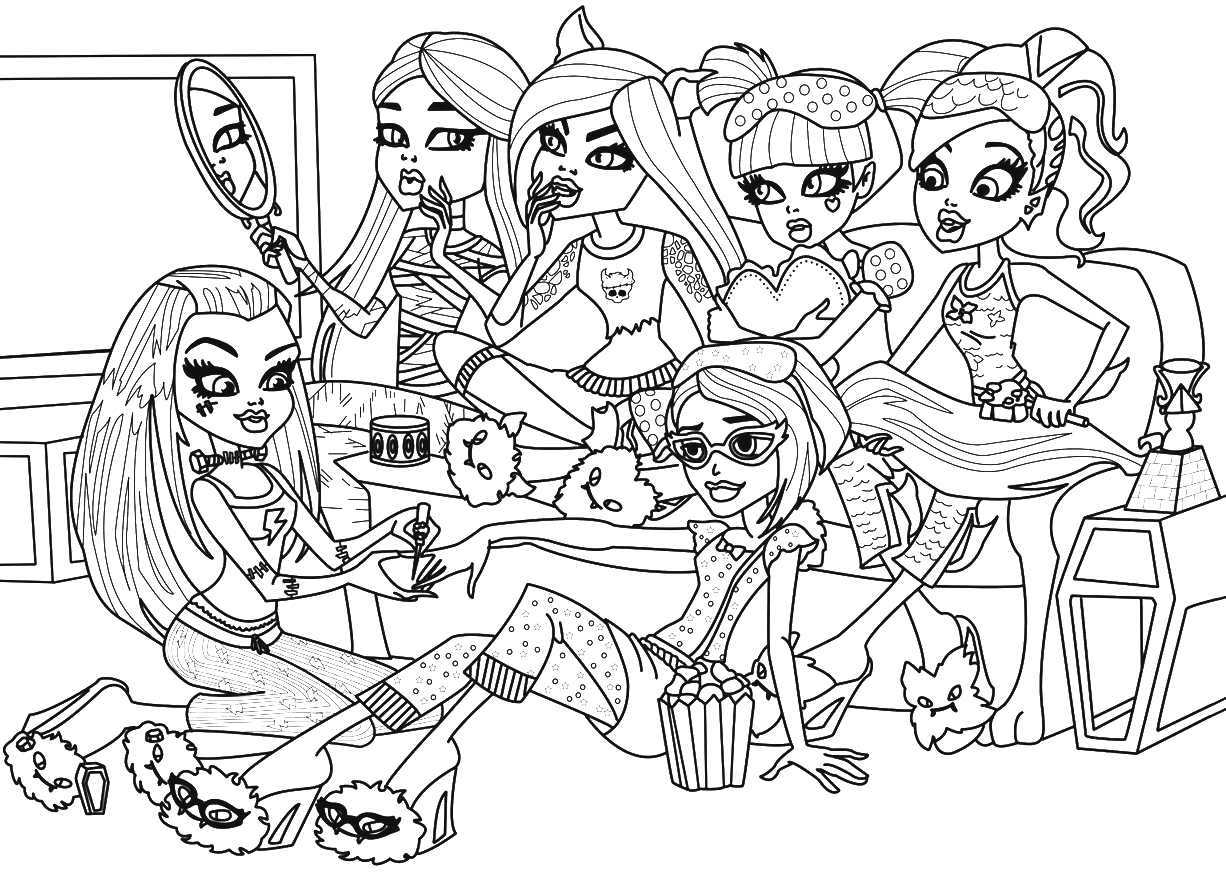 Monster high free printables monster high slumber party coloring sheet monster coloring pages witch coloring pages barbie coloring pages