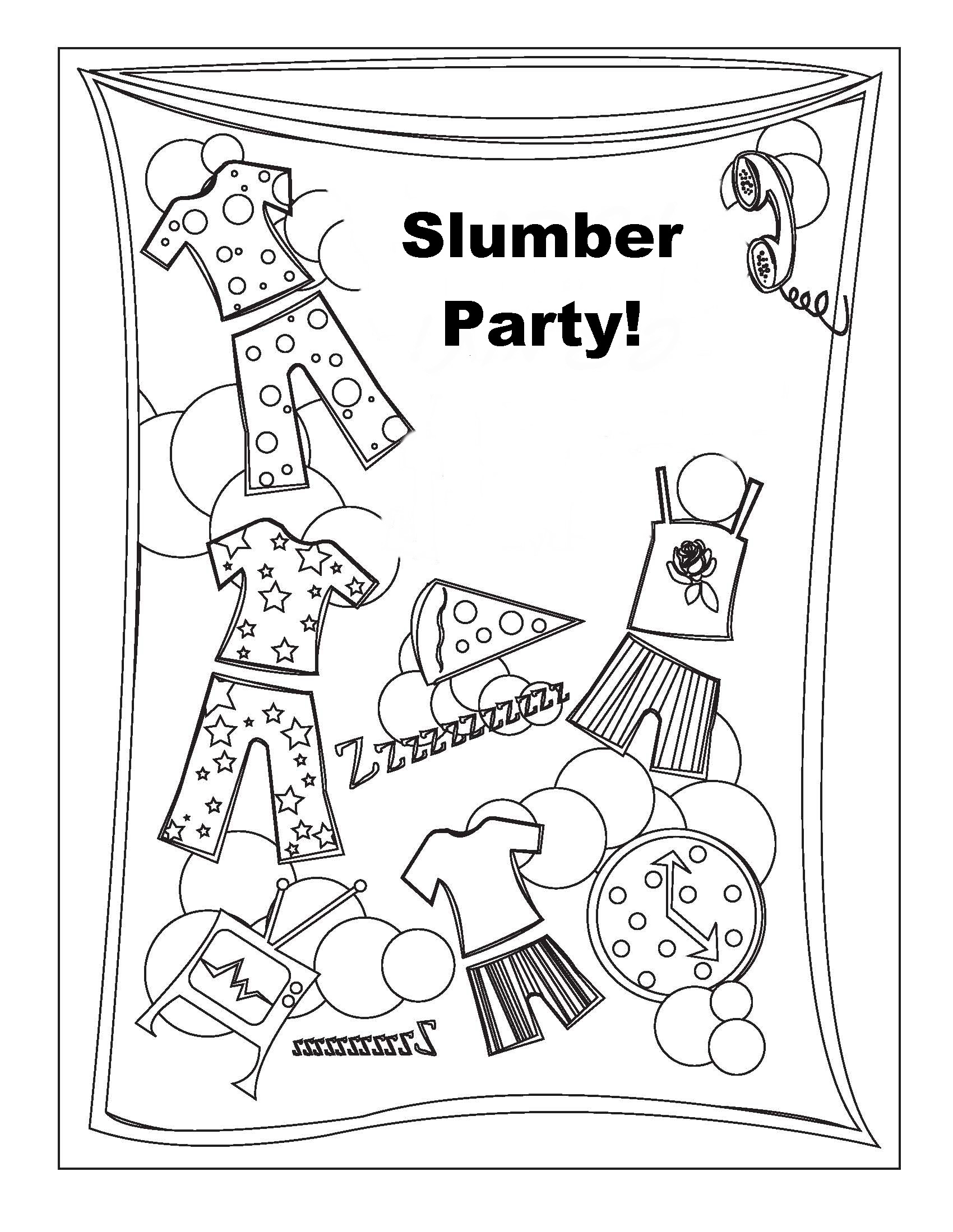 Sleepover coloring pages â birthday printable