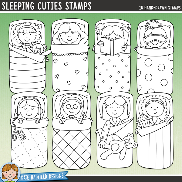 Sleeping cuties digital stamps