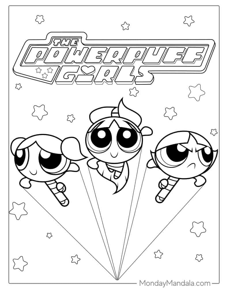 Powerpuff girls coloring pages free pdf printables