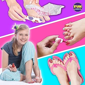 Kids foot spa kit for girls funkidz pedicure kit for girls size wxl includes bigger inflatable foot tub inflator pump peelable nail polish supplies for sleepover party beauty personal