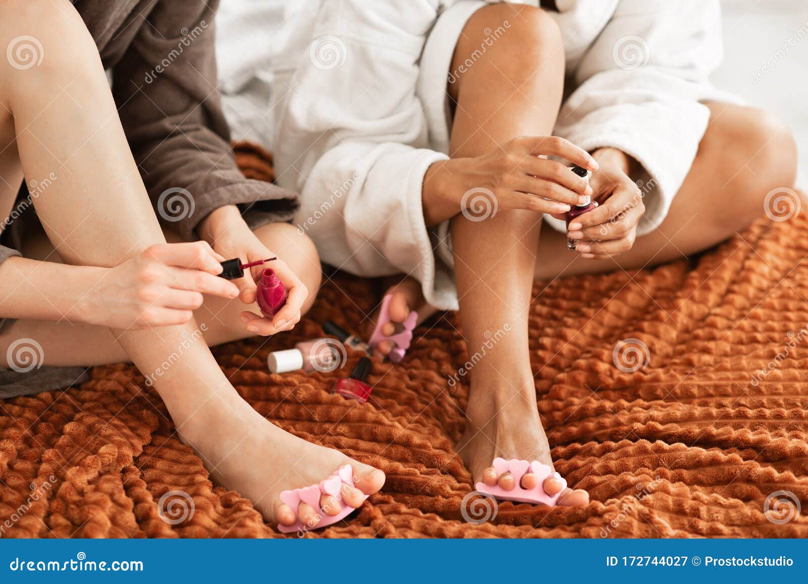 Sleepover feet stock photos